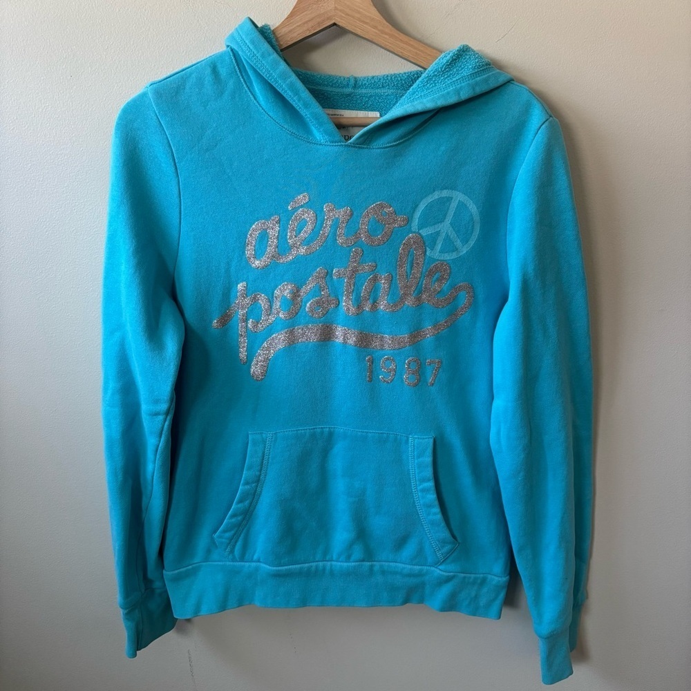 Aeropostale Bright Blue and Glitter Hoodie
